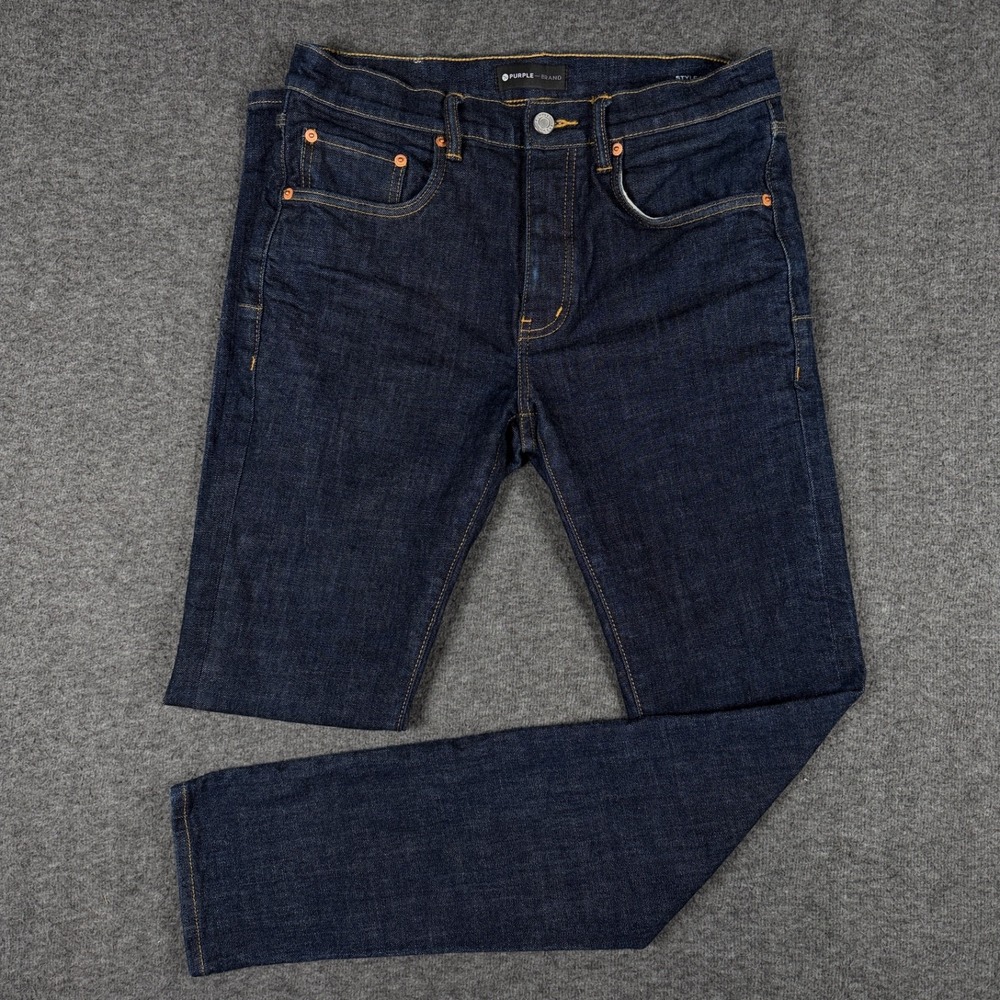 Purple Brand Mens P001 Slim Fit Jeans 33x31 Dark Indigo Wash Stretch Denim RAI
